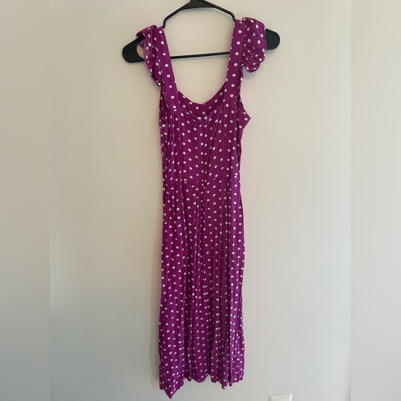 LOFT Dotted Ruffle Strap Pocket Midi Dress - Picture 5 of 7